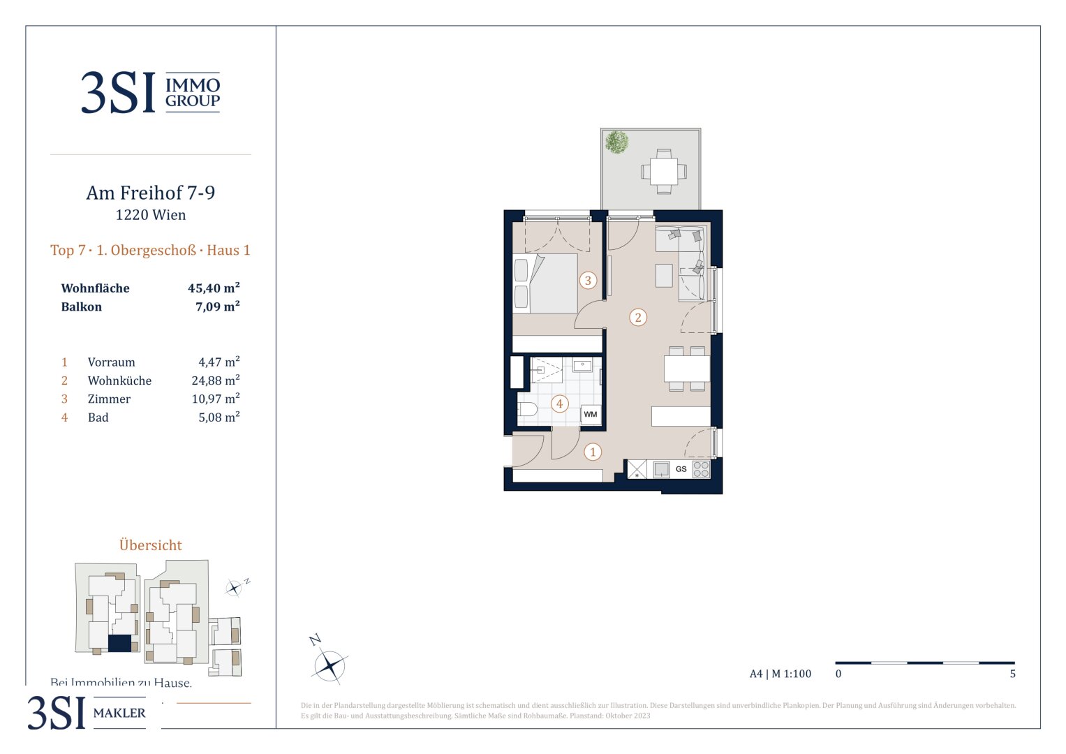 Wohnung zum Kauf 279.182 € 2 Zimmer 45,4 m²<br/>Wohnfläche 1.<br/>Geschoss Am Freihof 9 Wien 1220