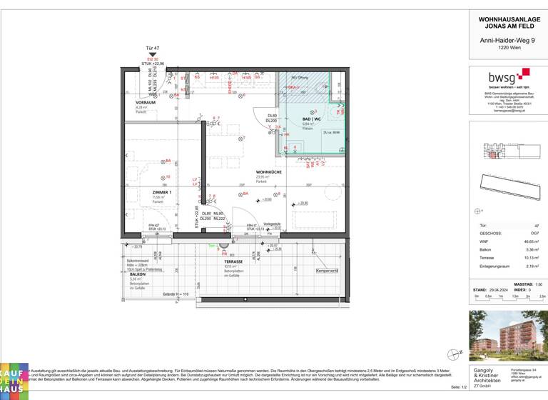 Wohnung zum Kauf - Erstbezug provisionsfrei 303.239 € 2 Zimmer 46,7 m² frei ab sofort Anni-Haider-Weg 9 Wien 1220