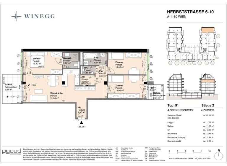 Wohnung zum Kauf - Erstbezug 684.100 € 4 Zimmer 91,1 m² 4. Geschoss Herbststraße 6-10 Wien 1160