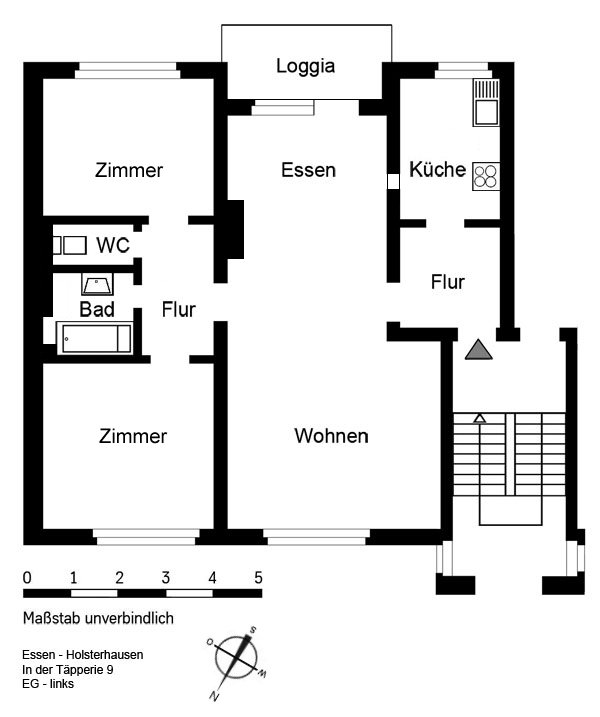 Wohnung zur Miete 745 € 3 Zimmer 79,2 m²<br/>Wohnfläche EG<br/>Geschoss 01.03.2025<br/>Verfügbarkeit In der Täpperie 9 Holsterhausen Essen 45147