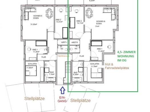 Wohnung zur Miete 1.200 € 4,5 Zimmer 95 m² 1. Geschoss frei ab 01.11.2026 Salzelmener Straße 5 Zimmerhof Bad Rappenau 74906