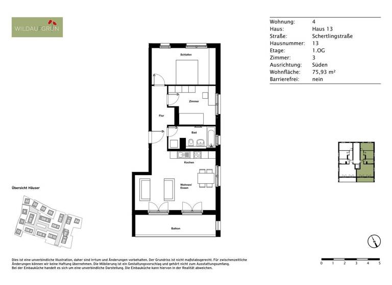 Wohnung zur Miete 1.225 € 3 Zimmer 75,9 m² 1. Geschoss Schertlingstraße 13 Wildau 15745