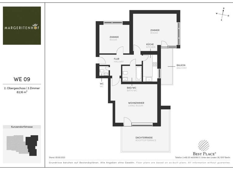 Wohnung zum Kauf provisionsfrei 460.000 € 3 Zimmer 83,2 m²<br/>Wohnfläche 2.<br/>Geschoss ab sofort<br/>Verfügbarkeit Kunzendorfstraße 2 Zehlendorf Berlin 14165