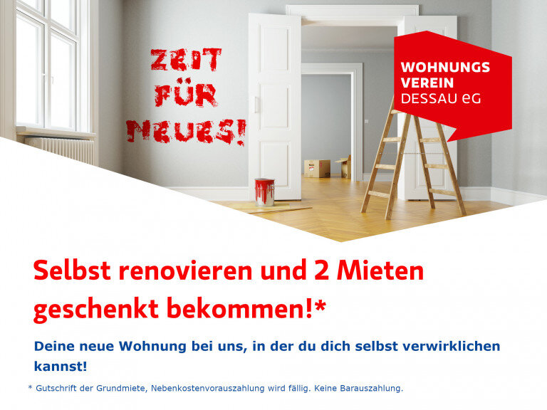 Wohnung zur Miete 300 € 2 Zimmer 56,8 m²<br/>Wohnfläche 4.<br/>Geschoss Augustenstr. 118 Innerstädtischer Bereich Süd 30 Dessau-Roßlau 06842