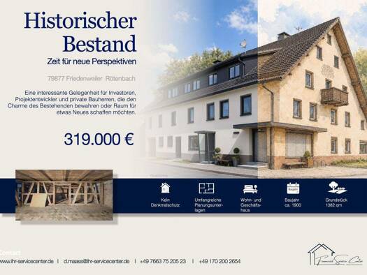 Grundstück zum Kauf 319.000 € 1.382 m² Grundstück Ellenbergweg 1 Rötenbach Friedenweiler 79877