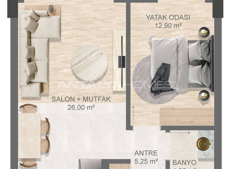 Studio zum Kauf 105.000 € 2 Zimmer 55 m² EG Antalya 07112