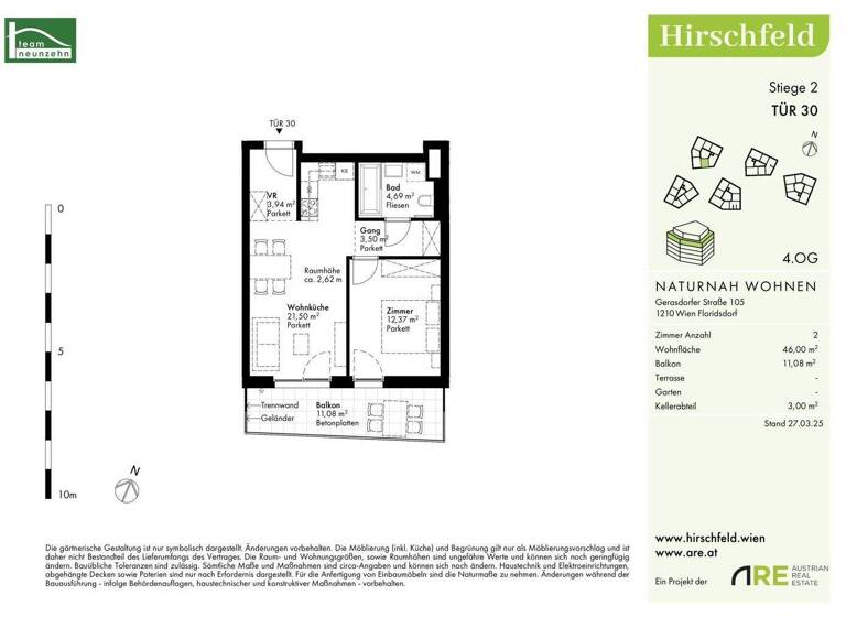 Wohnung zum Kauf - Erstbezug provisionsfrei 259.600 € 2 Zimmer 46 m² 4. Geschoss Gerasdorfer Straße 105 Wien 1210