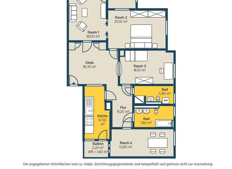 Wohnung zur Miete 1.713 € 4 Zimmer 126,9 m² Geschwister-Scholl-Str. 2 Miltitz Leipzig 04205