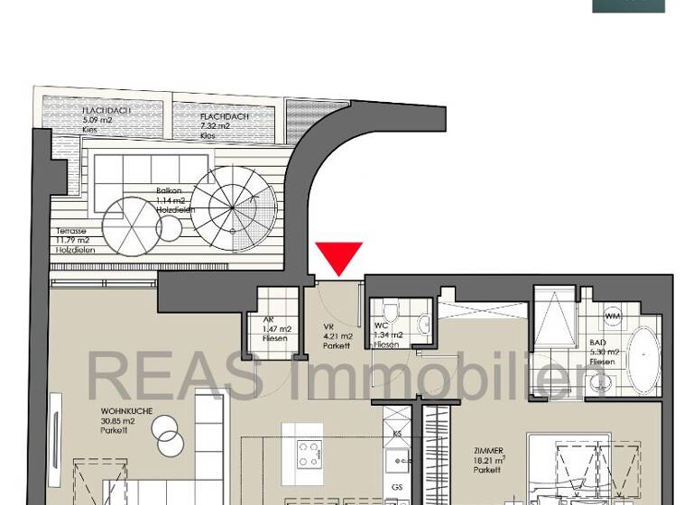 Terrassenwohnung zum Kauf 499.000 € 2 Zimmer 61,4 m² Wien 1160