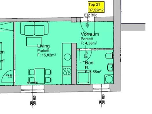 Wohnung zur Miete 370 € 2 Zimmer 37,5 m² 1. Geschoss frei ab 01.01.2027 Eggenberg Graz 8020