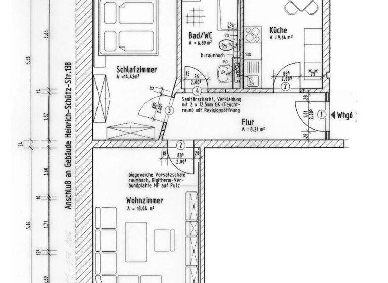 Wohnung zur Miete 310 € 2 Zimmer 62,6 m² 3. Geschoss Heinrich-Schütz-Straße 136 Yorckgebiet Chemnitz 09130
