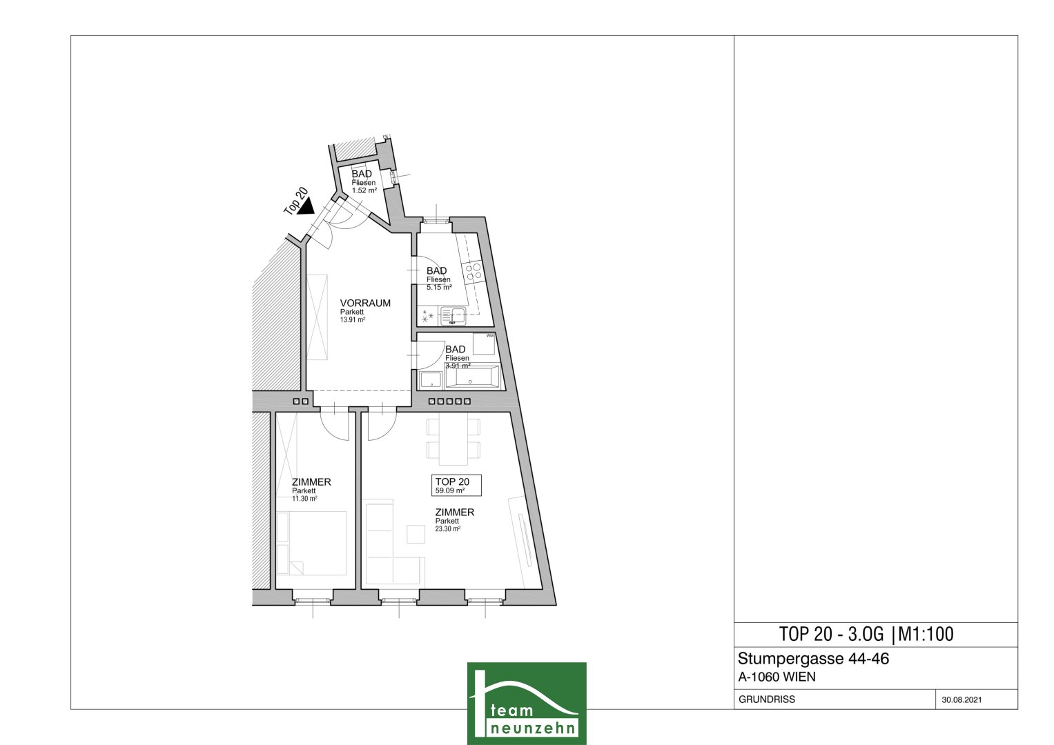 Wohnung zum Kauf 350.001 € 2 Zimmer 59,6 m²<br/>Wohnfläche 3.<br/>Geschoss Stumpergasse 44 Wien 1060