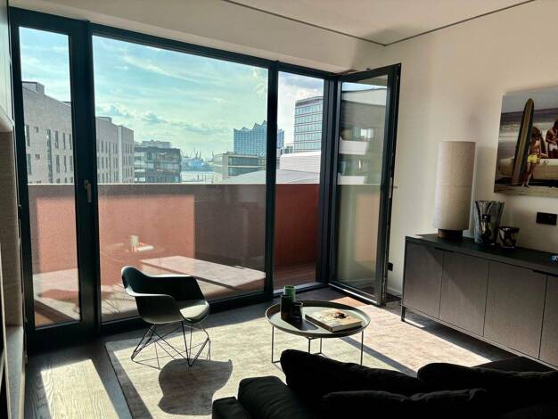 Wohnung zur Miete - Erstbezug 2.900 € 3 Zimmer 90 m² 5. Geschoss frei ab sofort Überseeallee 2A HafenCity Hamburg 20457