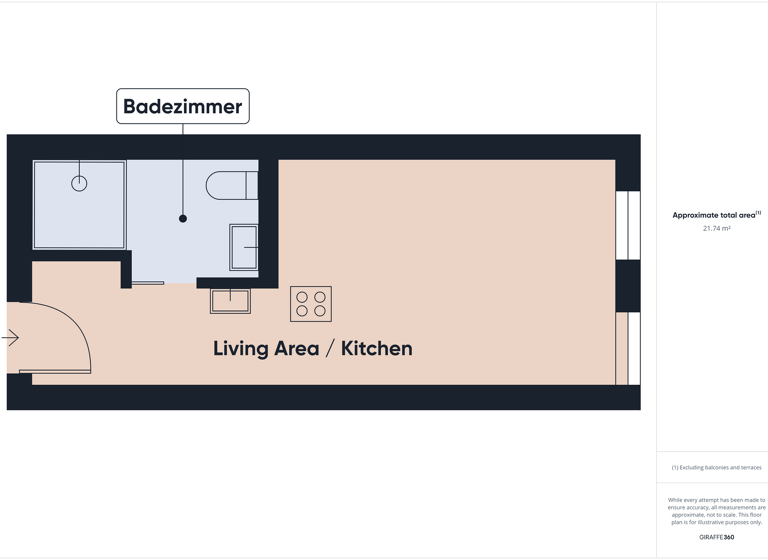 Studio zur Miete 697 € 1 Zimmer 21,6 m² 3. Geschoss frei ab sofort Dratelnstraße 32 a-c Wilhelmsburg Hamburg 21109