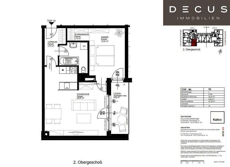 Wohnung zur Miete 824 € 2 Zimmer 61,3 m² 2. Geschoss Wien 1100