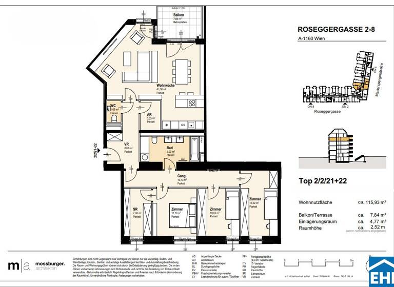 Wohnung zum Kauf - Erstbezug 824.500 € 4 Zimmer 115,9 m² 4. Geschoss Roseggergasse Wien 1160