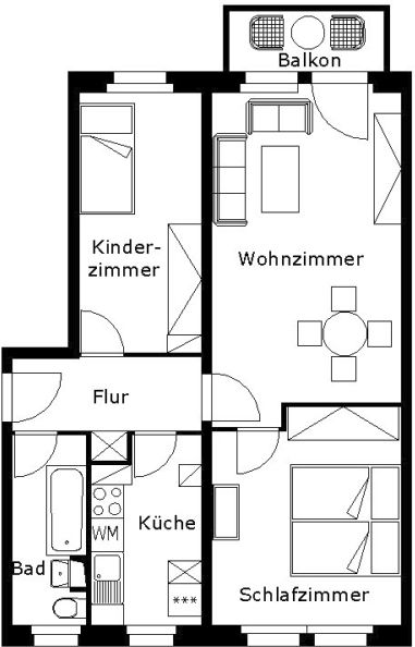 Wohnung zur Miete 318 € 3 Zimmer 57,8 m²<br/>Wohnfläche 3.<br/>Geschoss Gustav-Freytag-Straße 29 Haselbrunn Plauen 08525