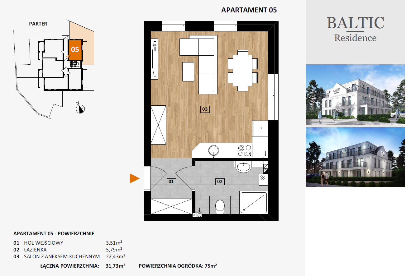 Terrassenwohnung zum Kauf 147.000 € 1 Zimmer 31,7 m²<br/>Wohnfläche EG<br/>Geschoss Pobierowo 72-346