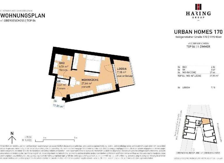 Studio zum Kauf - Erstbezug 269.500 € 1 Zimmer 37,9 m² Wien 1190
