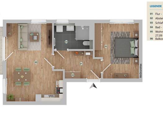 Wohnung zur Miete 351 € 2 Zimmer 58,5 m² 1. Geschoss Zur Steilküste 8 Andershof Stralsund 18439