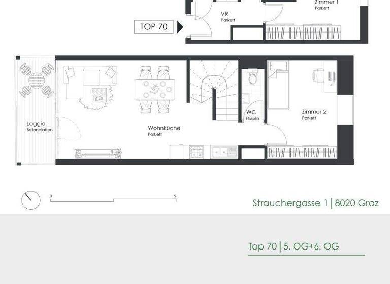 Wohnung zur Miete 956 € 3 Zimmer 76,3 m² 5. Geschoss Strauchergasse 1 Lend Graz 8020