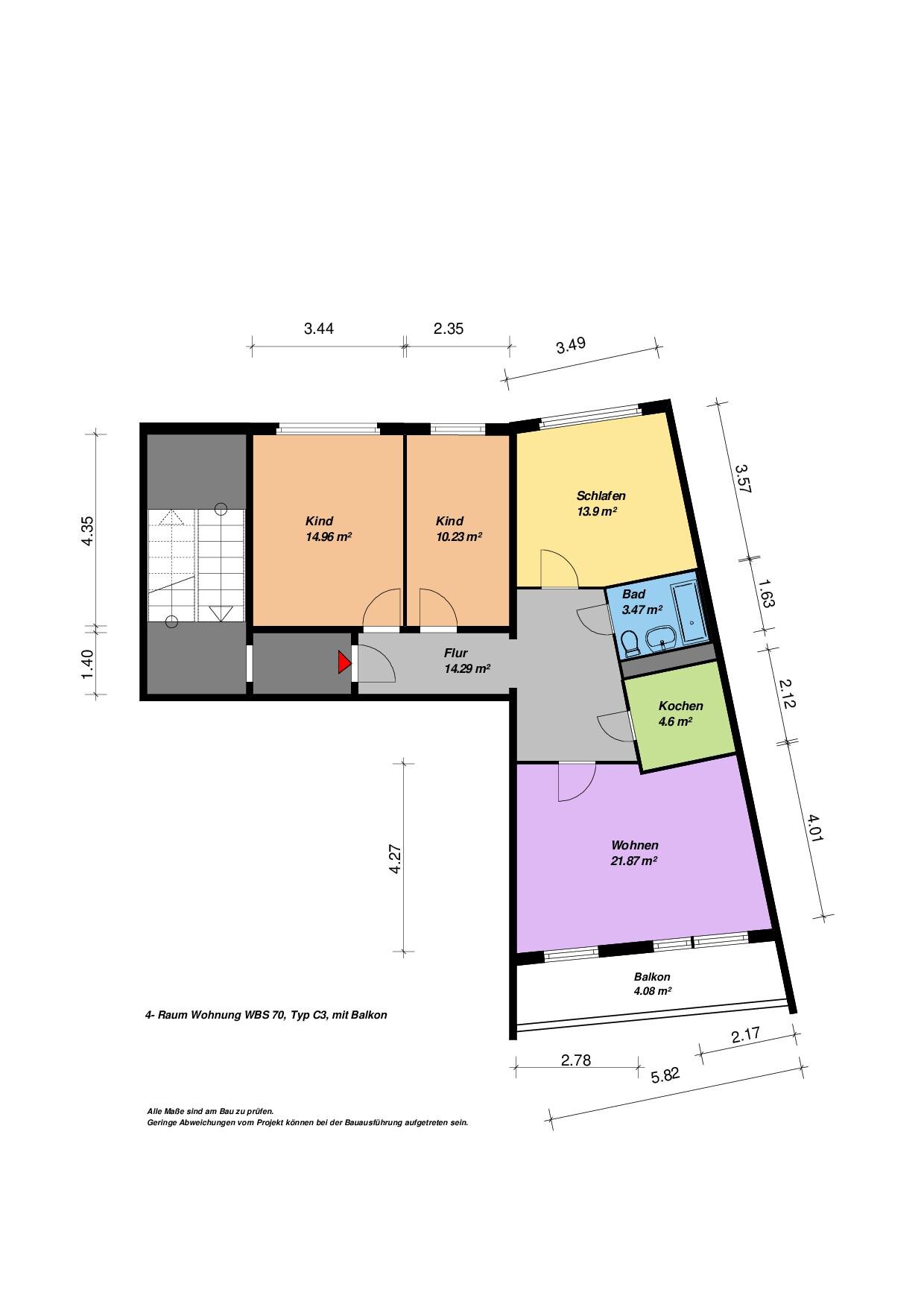 Wohnung zur Miete 426 € 4 Zimmer 86,7 m²<br/>Wohnfläche 4.<br/>Geschoss Max-Adrion-Str. 11 Datzeviertel Neubrandenburg 17034