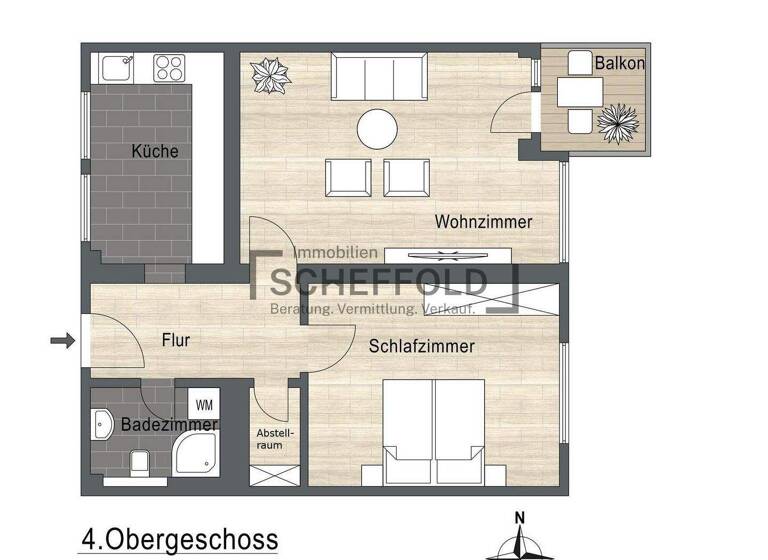 Wohnung zum Kauf 159.900 € 2,5 Zimmer 52,1 m² 4. Geschoss Biberach Biberach an der Riß 88400
