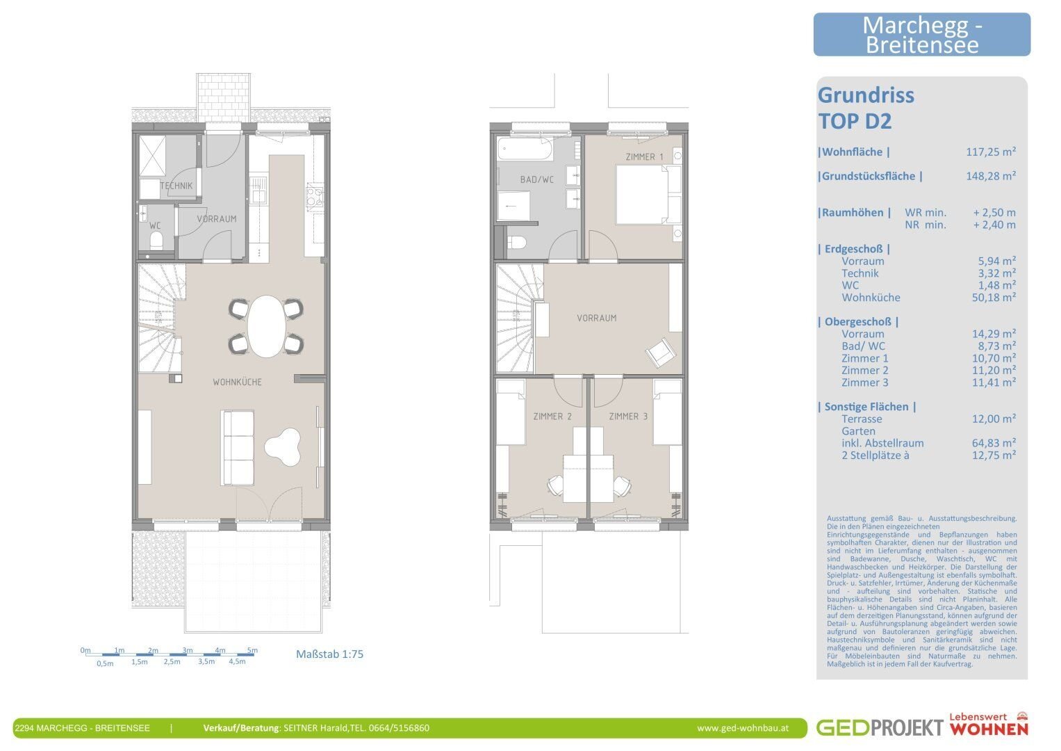 Reihenmittelhaus zur Miete 1.140 € 4 Zimmer 117,3 m²<br/>Wohnfläche 148,3 m²<br/>Grundstück Breitensee 2294