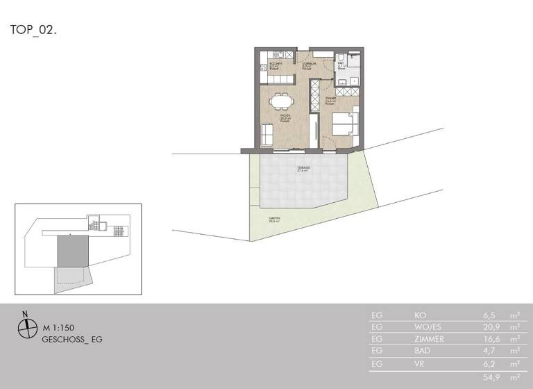 Wohnung zum Kauf 480.000 € 2 Zimmer 54,9 m² EG Aldrans 6071
