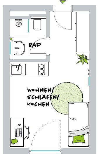 Wohnung zur Miete 548 € 1 Zimmer 20,5 m²<br/>Wohnfläche 01.12.2024<br/>Verfügbarkeit Heinrichstraße 83 Mörsenbroich Düsseldorf-Düsseltal 40239