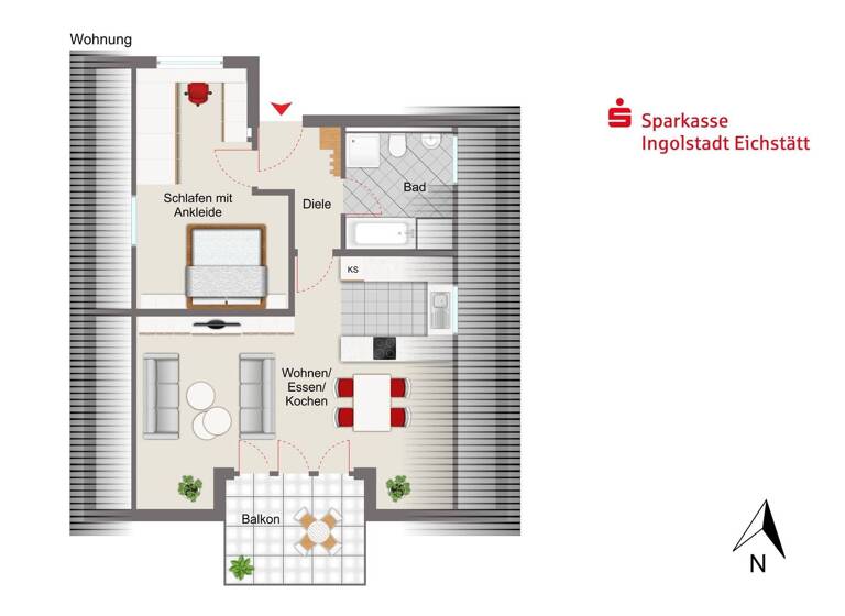 Wohnung zur Miete 900 € 2 Zimmer 64 m² frei ab 15.04.2026 Ingolstadt 85051