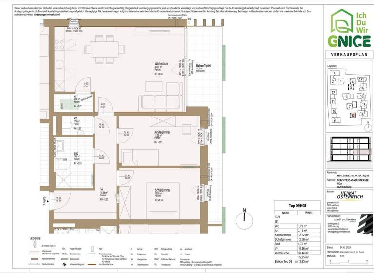 Wohnung zum Kauf - Erstbezug 420.505 € 3 Zimmer 75,3 m² 1. Geschoss Berchtesgadner Straße 113A Morzg Salzburg 5020