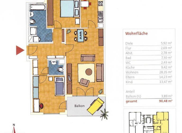 Wohnung zum Kauf provisionsfrei 330.000 € 3 Zimmer 90,5 m² 3. Geschoss Weststadt Karlsruhe 76135
