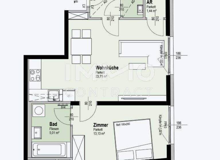 Wohnung zum Kauf - Erstbezug 291.100 € 2 Zimmer 47,3 m² 3. Geschoss Wien 1210