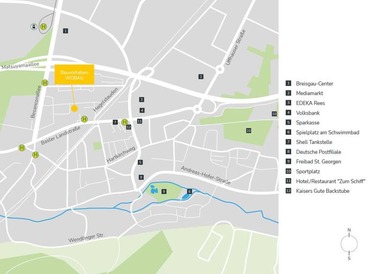 Wohnung zum Kauf 425.000 € 2 Zimmer 56 m²<br/>Wohnfläche EG<br/>Geschoss Basler Landstraße 72 St. Georgen Freiburg im Breisgau 79111