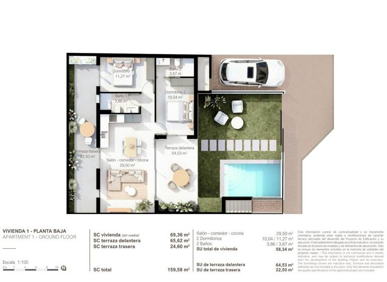 Bungalow zum Kauf provisionsfrei 314.900 € 3 Zimmer 69 m² 65 m² Grundstück Calle de las Palmas, 29 Lo Pagan 30740