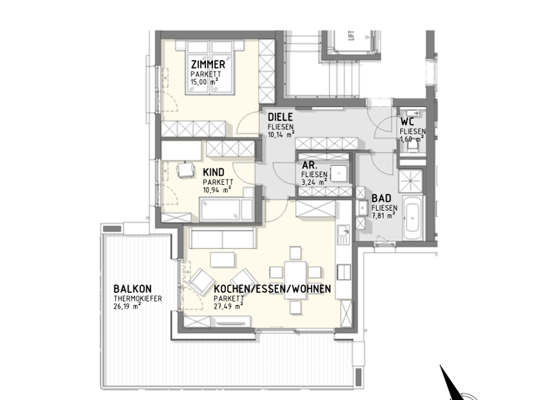 Wohnung zum Kauf - Erstbezug 419.500 € 3 Zimmer 76,2 m² St. Martin Villach(Stadt) 9500