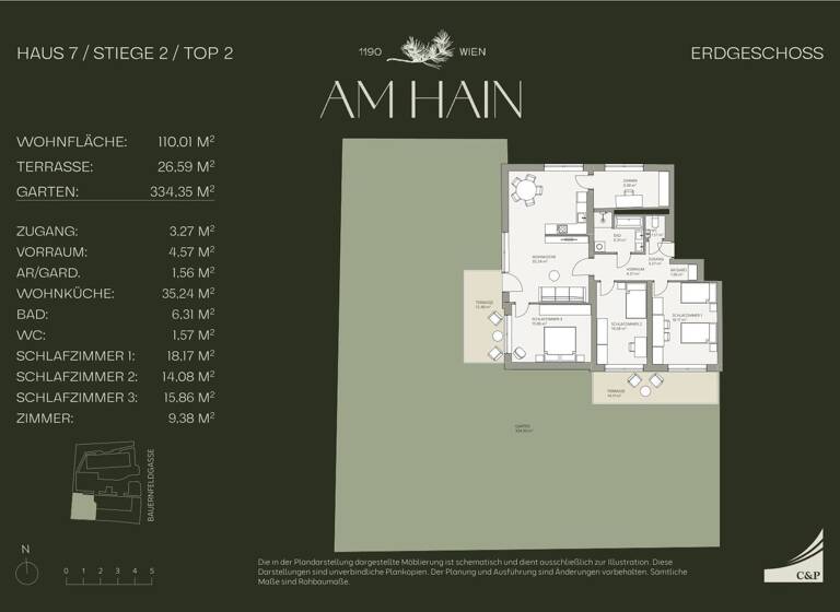 Wohnung zum Kauf - Erstbezug 999.000 € 5 Zimmer 110 m² EG Bauernfeldgasse Wien, Döbling / Wien 19., Döbling 1190