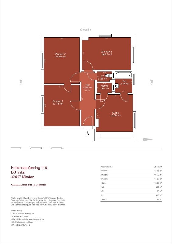 Wohnung zur Miete 999 € 3 Zimmer 78 m²<br/>Wohnfläche ab sofort<br/>Verfügbarkeit Hohenstaufenring 110 Rodenbeck 1 Minden 32427