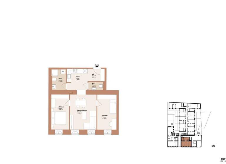 Wohnung zum Kauf - Erstbezug 299.000 € 3 Zimmer 60,7 m² EG Wien,Ottakring 1160