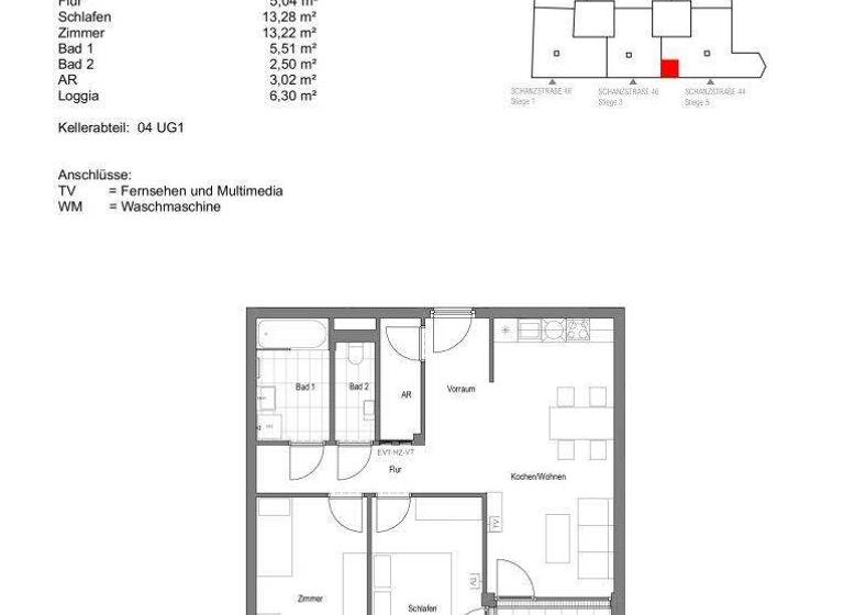 Wohnung zur Miete 1.155 € 3 Zimmer 71,3 m² 1. Geschoss frei ab 01.04.2026 Schanzstraße Wien 1150