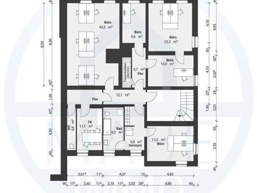 Büro zur Miete provisionsfrei 870 € 7 Zimmer 158,6 m² Bürofläche Großbardauer Hauptstraße 3 Großbardau Grimma 04668
