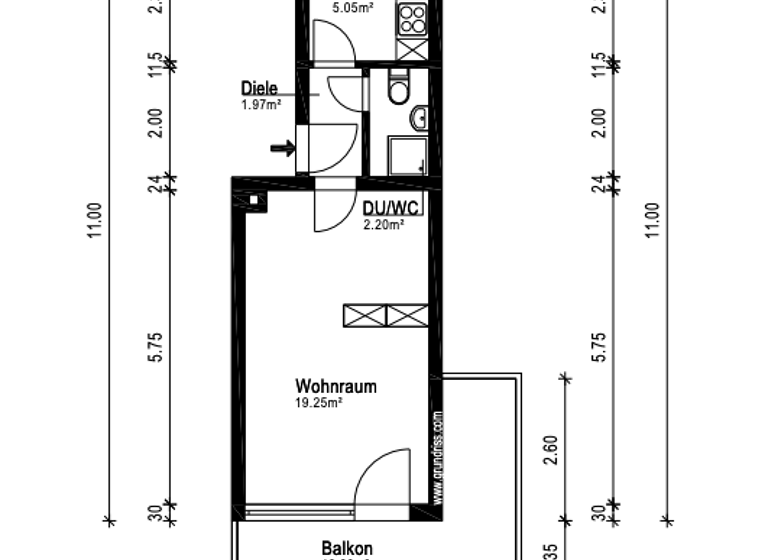Studio zum Kauf provisionsfrei 119.000 € 1 Zimmer 33,7 m² 1. Geschoss Jahnstraße 4 Bisingen 72406
