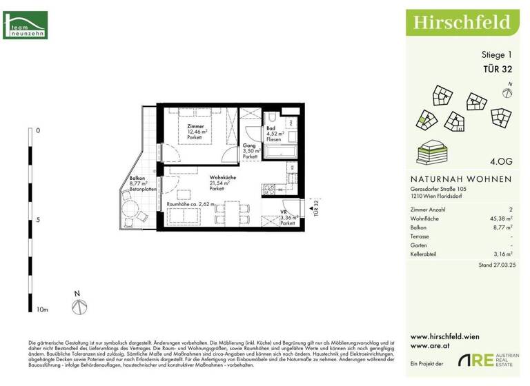Wohnung zum Kauf - Erstbezug provisionsfrei 280.000 € 2 Zimmer 45,4 m² 4. Geschoss Gerasdorfer Straße 105 Wien 1210
