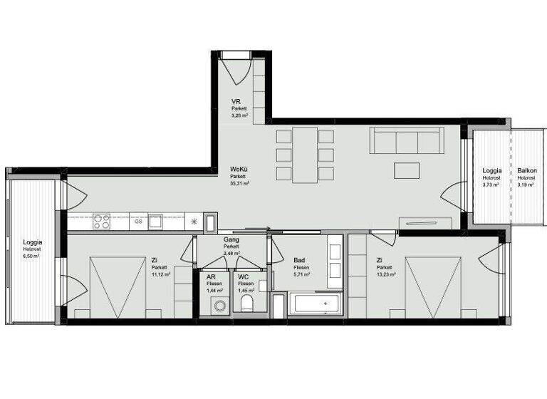 Wohnung zur Miete 1.698 € 3 Zimmer 74 m² 2. Geschoss frei ab sofort Wien 1180
