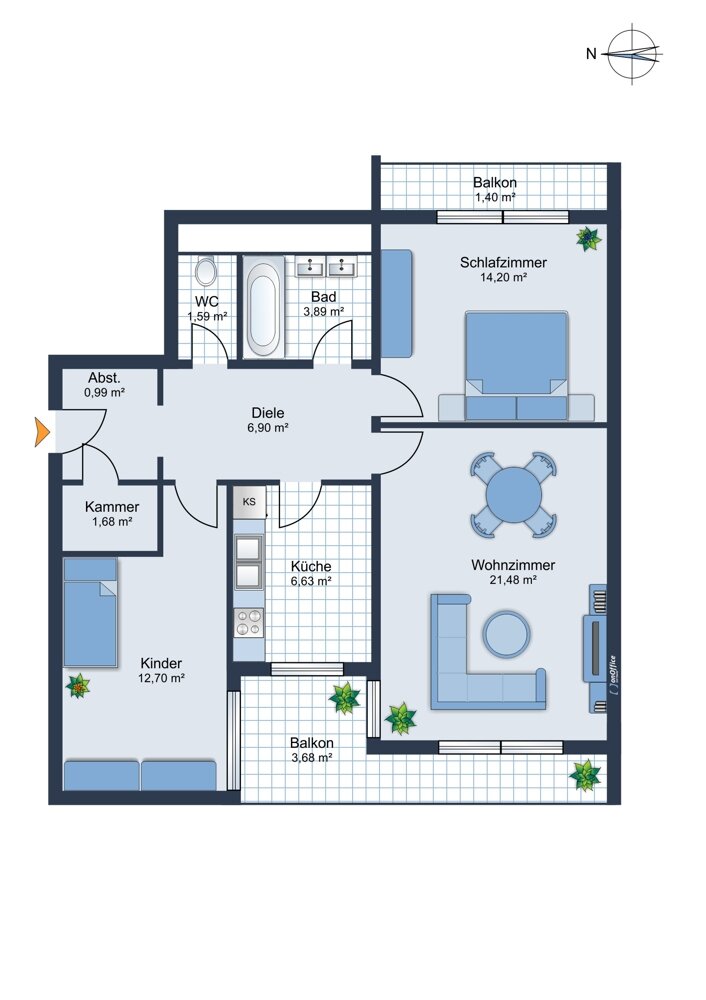 Wohnung zum Kauf 445.000 € 3 Zimmer 77,1 m²<br/>Wohnfläche 15.<br/>Geschoss Aubing-Süd München / Aubing 81243