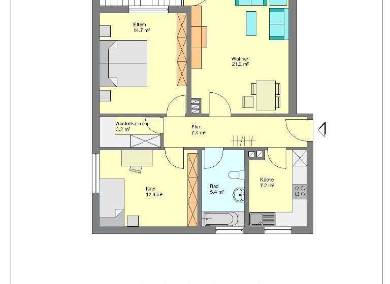 Wohnung zur Miete 619 € 3 Zimmer 73 m² 1. Geschoss Sudetenstraße 19 Innenstadt Herford 32049