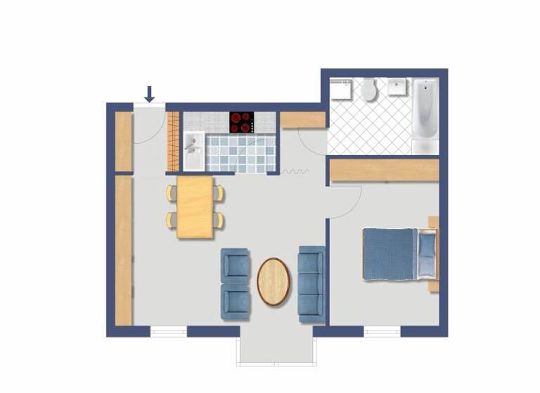 Wohnung zum Kauf provisionsfrei 99.400 € 2 Zimmer 49,7 m²<br/>Wohnfläche Dachgeschoss, 3.<br/>Geschoss Tevesstraße 49 Blumberg Blumberg 78176