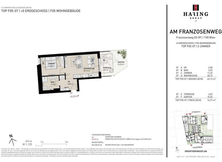 Wohnung zum Kauf - Erstbezug 302.500 € 2 Zimmer 43,1 m² EG Franzosenweg 3-5 Wien 1100