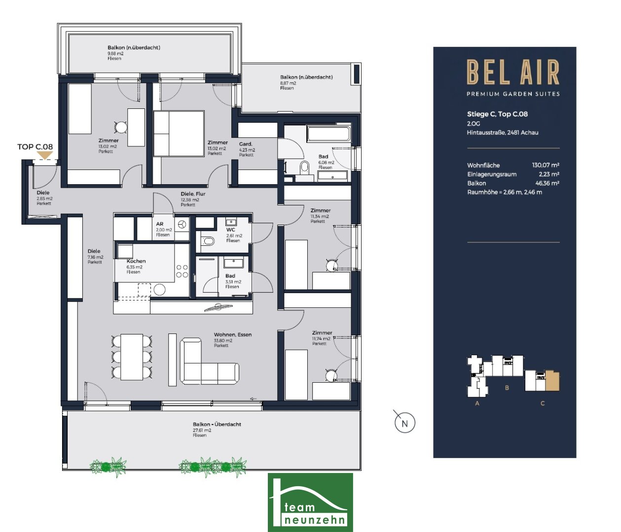 Wohnung zum Kauf 850.006 € 5 Zimmer 130,7 m²<br/>Wohnfläche 2.<br/>Geschoss Hintausstraße Achau 2481